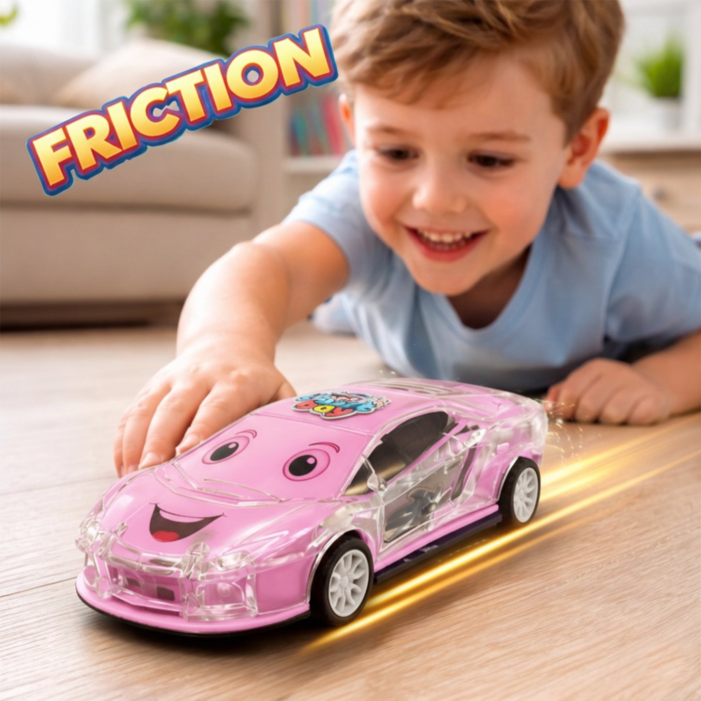 Smiley Push & Go Toy Car for Kids | Durable Fun Play Car – Pink