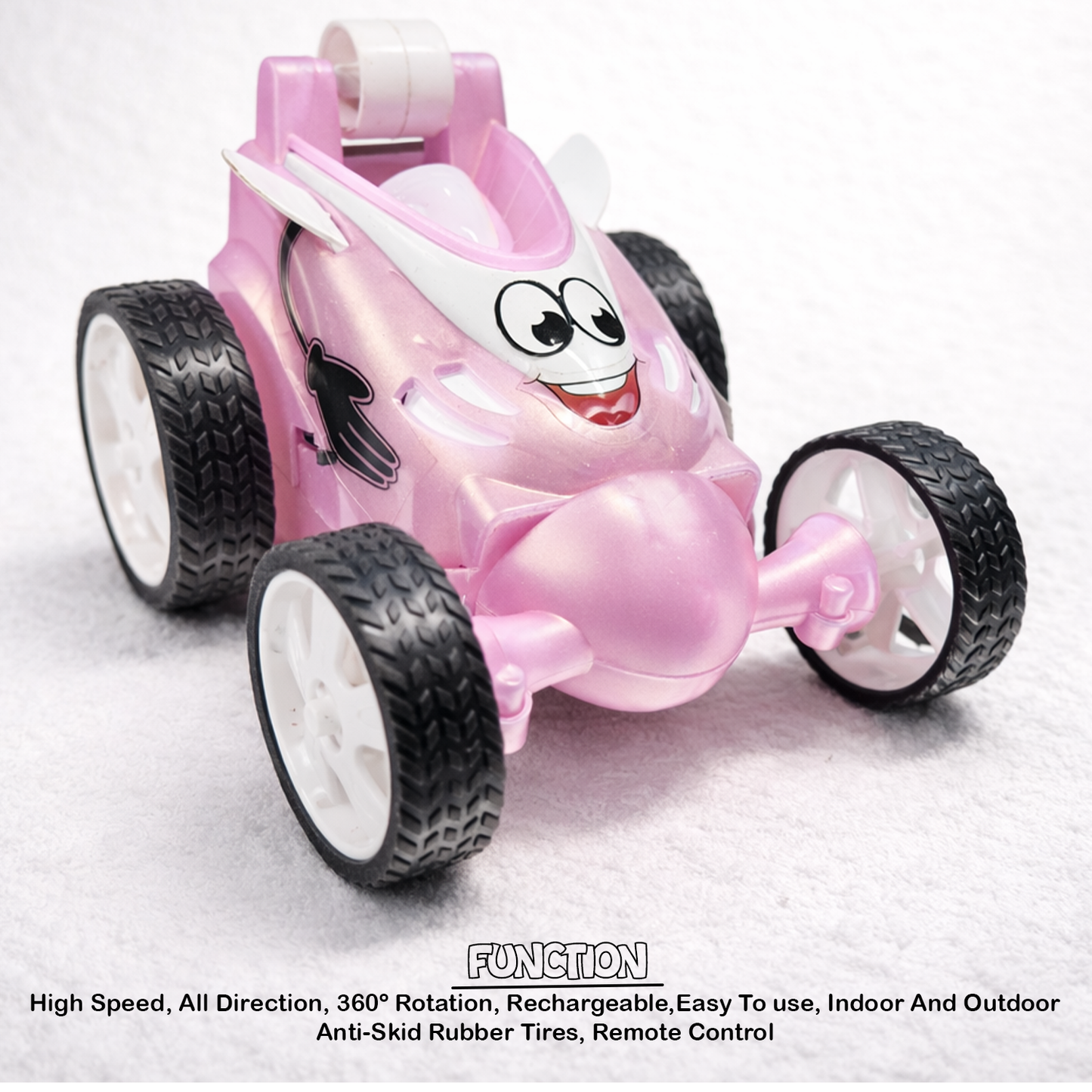 Small Stunt RC Car for Kids | Rechargeable High-Speed Remote Control Car – Glassy pink