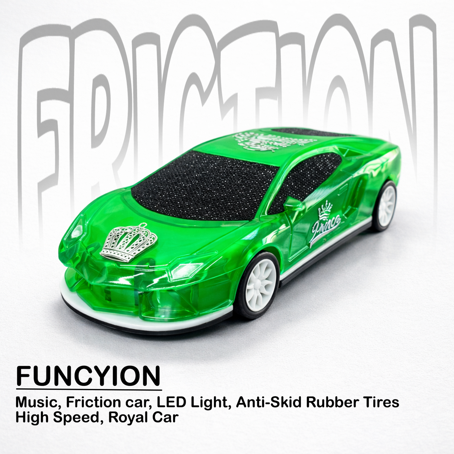 Translucent Neon Green Glitter RC Sports Car for Kids | High-Speed Rechargeable Supercar