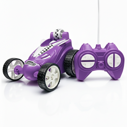 Rechargeable RC Stunt Car for Kids – 360° Rotation High-Speed Remote Control Car (Purple)