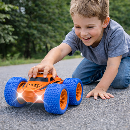 RC Thunder car Rechargeable, 360º Rotation car, Double-Sided Driving, Smoke Car, Remote Control (orange)