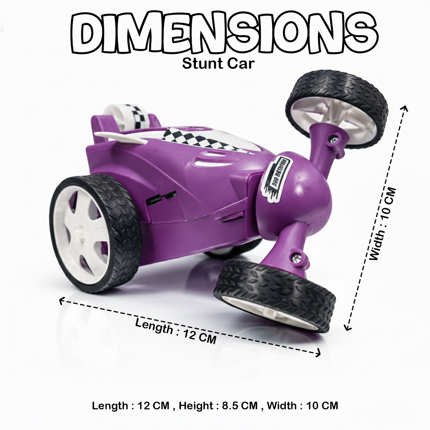 Rechargeable RC Stunt Car for Kids – 360° Rotation High-Speed Remote Control Car (Purple)