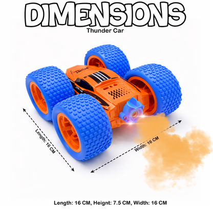 RC Thunder car Rechargeable, 360º Rotation car, Double-Sided Driving, Smoke Car, Remote Control (orange)
