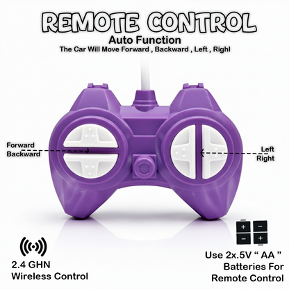 Rechargeable RC Stunt Car for Kids – 360° Rotation High-Speed Remote Control Car (Purple)