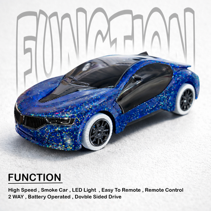 Remote Control 2 Way RC Car, Hgih Speed, Smoke Car, LED Light (Blue)