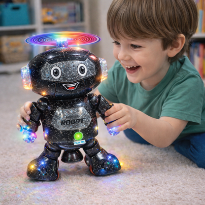 Mimique Dancing Robot Musical Toy With LED Lights & Spinning Propeller Rechargeable, 70+Different Music, Voice Recording 99444-2
