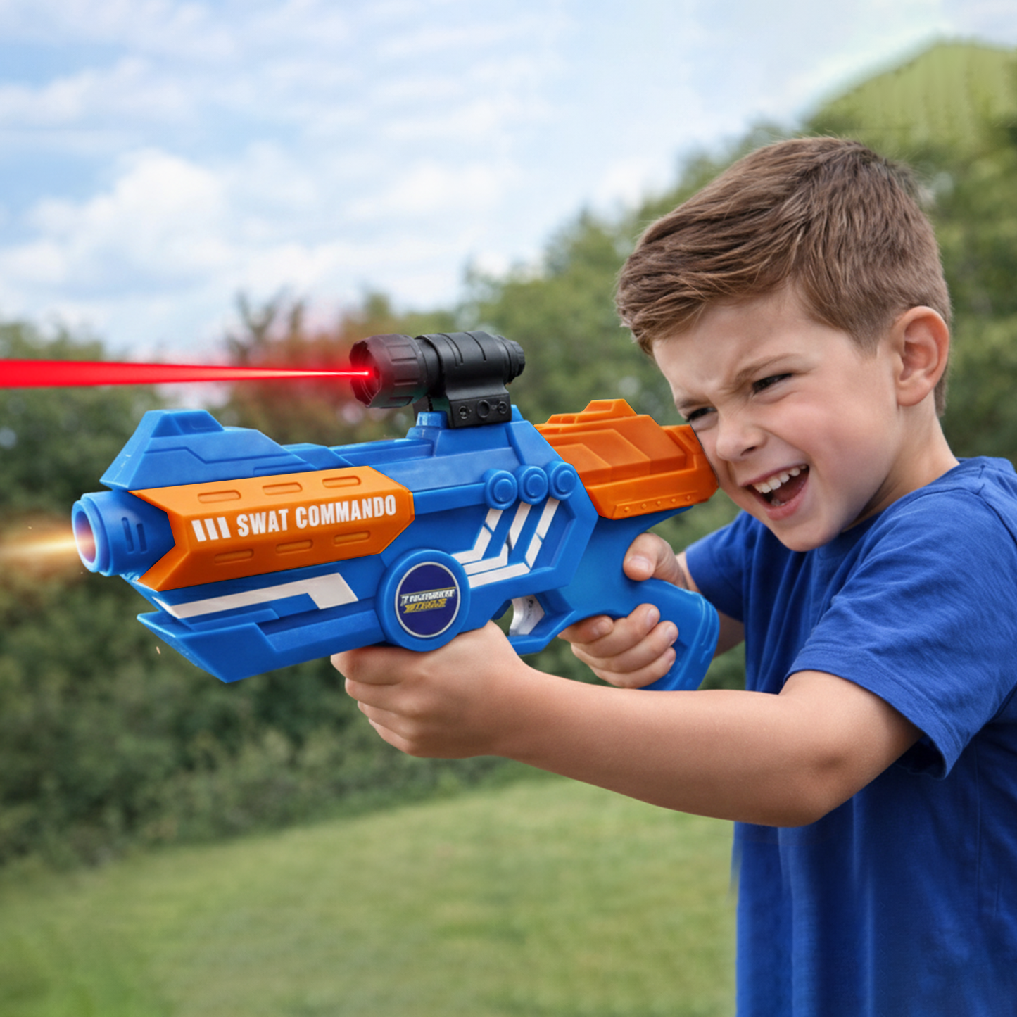 116M-Bullet Gun Toy - Safe Plastic Gun with 10 Bullets, Effective Range of 40 Feet, Ideal for Kids Above 3 Years, BIS Approve- (Blue)