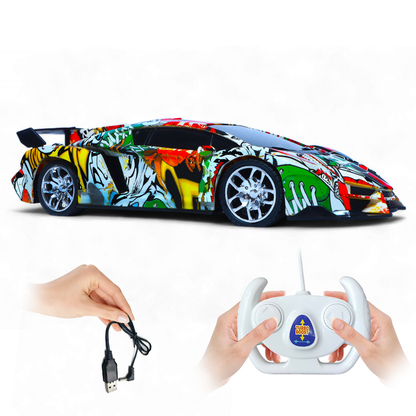 Cartoon RC Sports Car for Kids | Rechargeable High-Speed Remote Control Toy Car with LED Lights