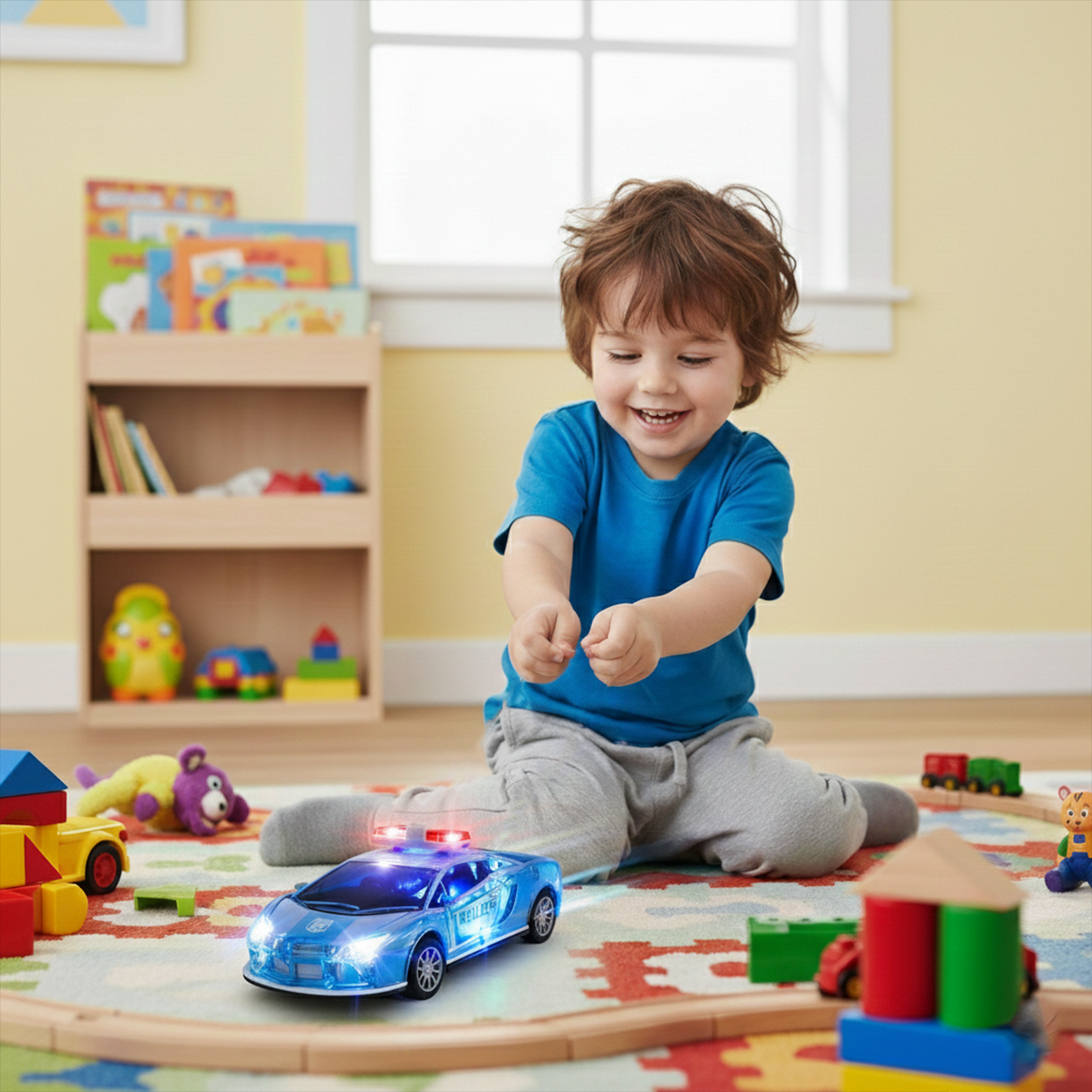 Police Push & Go Friction Toy Car for Kids | Durable Fun Play Car – Blue