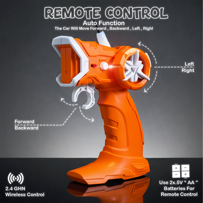 RC Thunder car Rechargeable, 360º Rotation car, Double-Sided Driving, Smoke Car, Remote Control (orange)