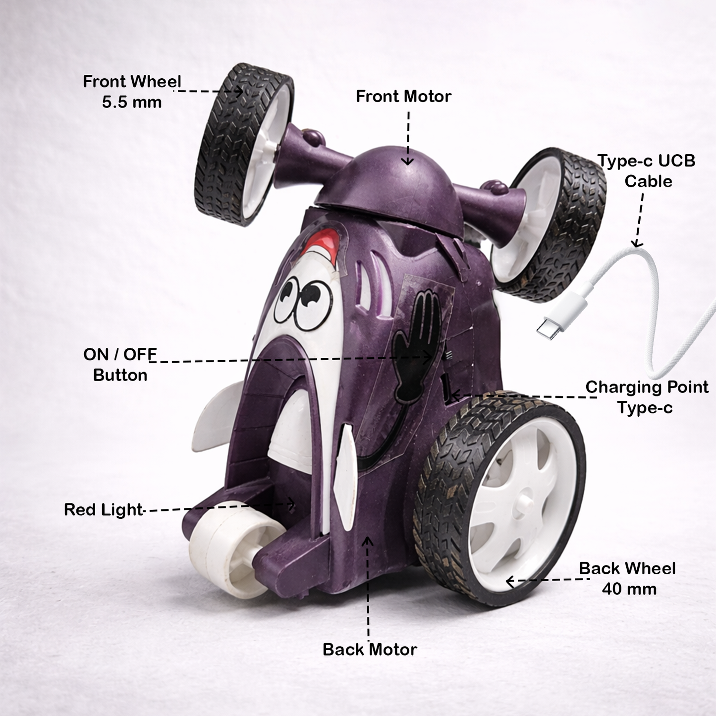 Small Stunt RC Car for Kids | Rechargeable High-Speed Remote Control Car – Glassy Purple