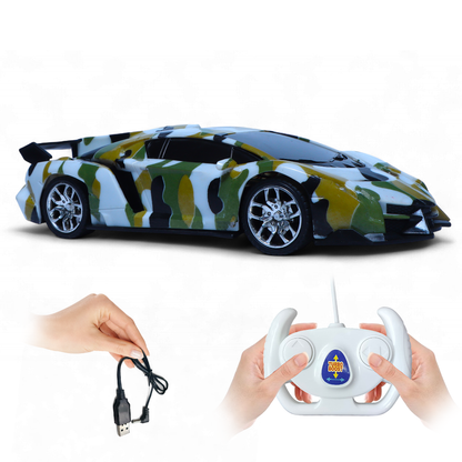 Army RC Sports Car for Kids | Rechargeable High-Speed Remote Control Toy Car with LED Lights