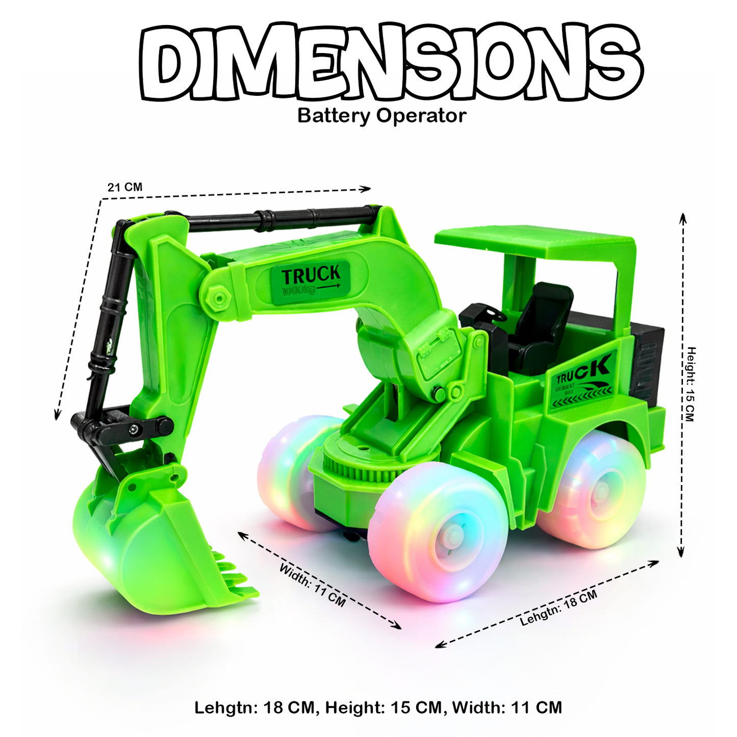 Kids Toy Excavator Truck | Green Construction Digger with Moving Arm – Fun Interactive Play Vehicle