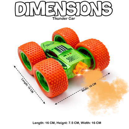 RC Thunder car Rechargeable, 360º Rotation car, Double-Sided Driving, Smoke Car, Remote Control (Green)