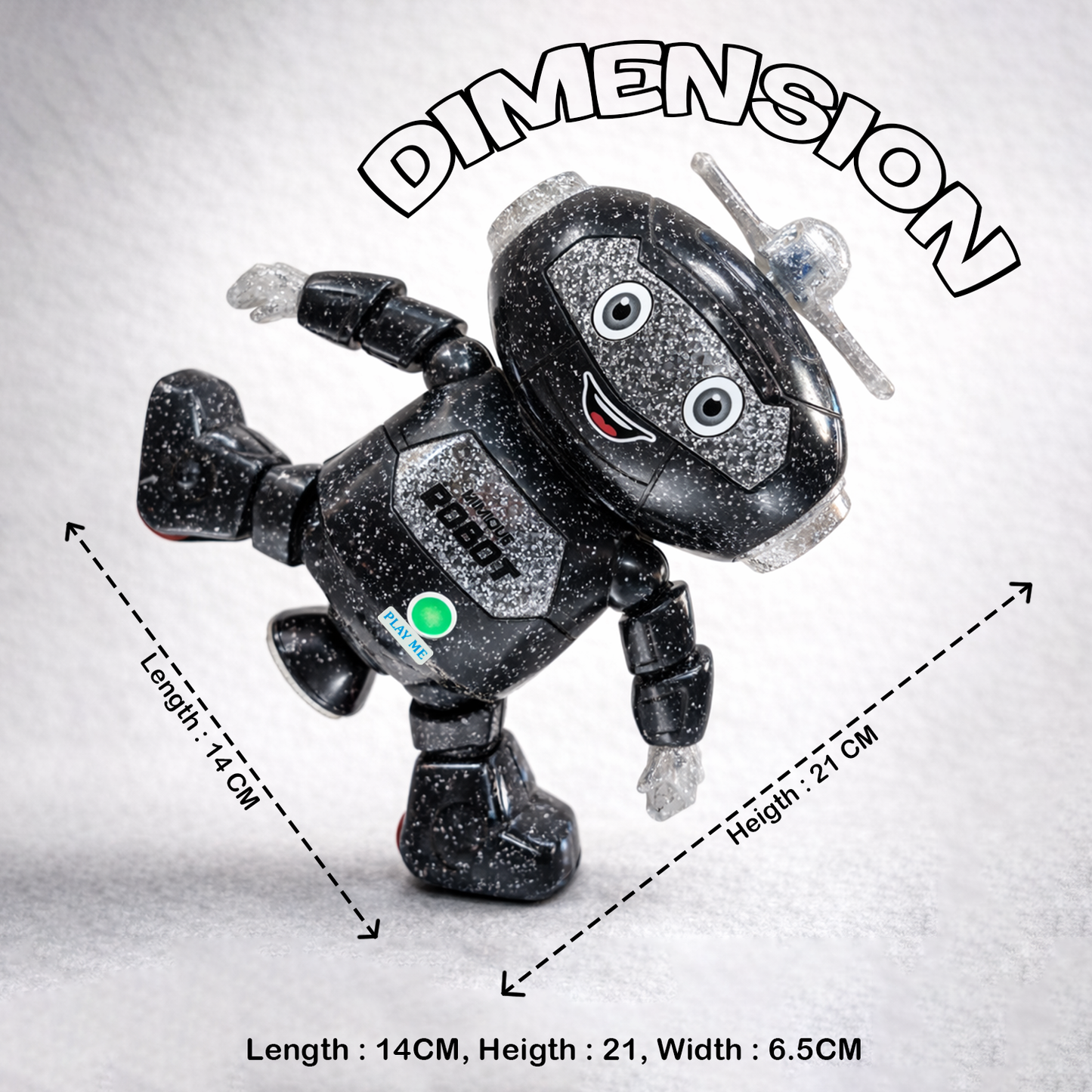 Mimique Dancing Robot Musical Toy With LED Lights & Spinning Propeller Rechargeable, 70+Different Music, Voice Recording 99444-2