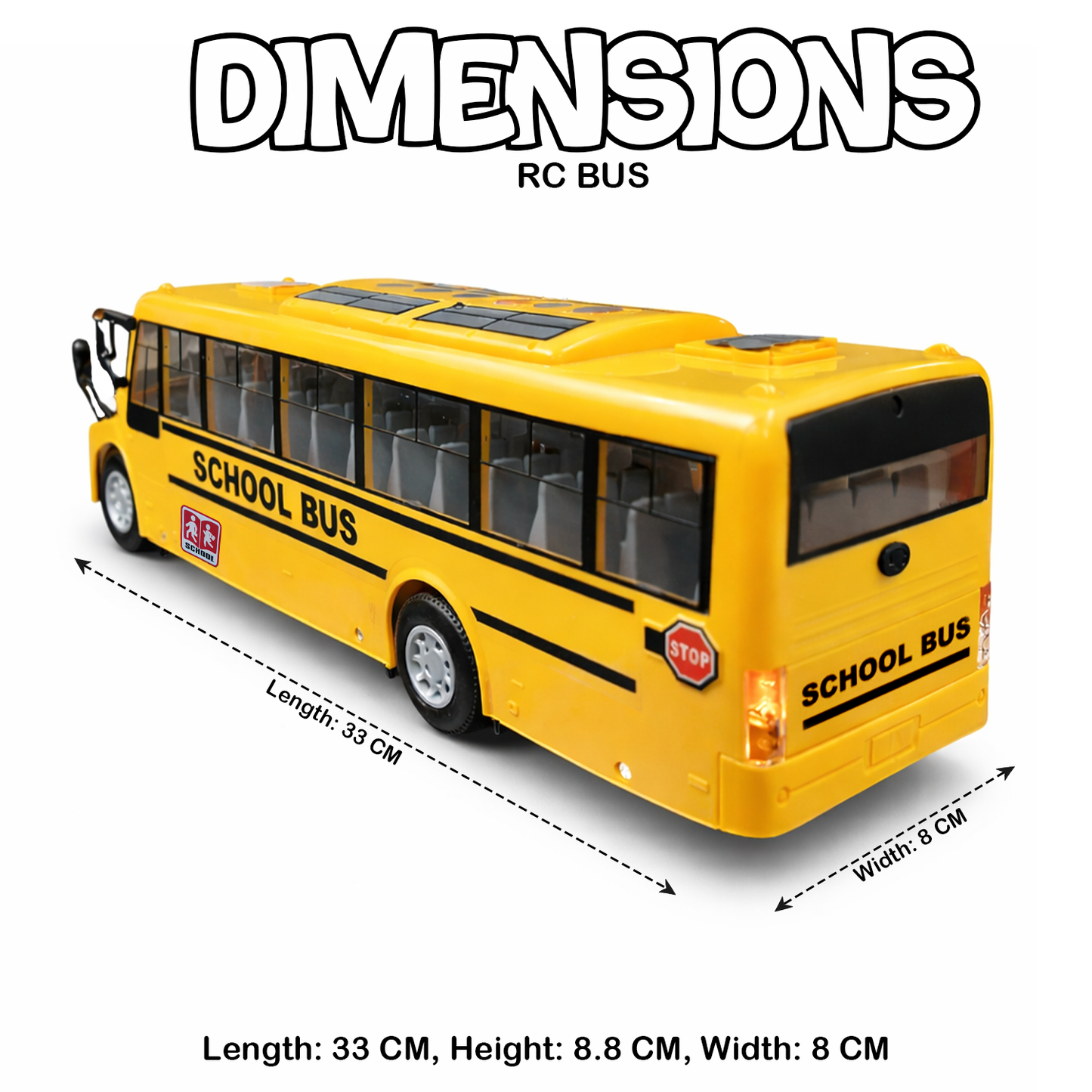 RC Remote Control Bus 4 Way High Speed Rechargeable LED Light Type-C Charging Point All Direction
