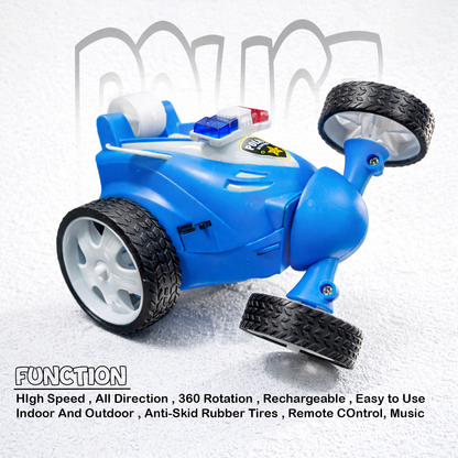 RC Police Stunt Car for Kids | Rechargeable High-Speed Remote Control Car with LED Lights – Blue