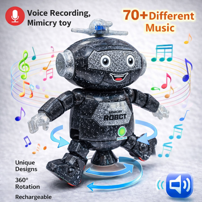 Mimique Dancing Robot Musical Toy With LED Lights & Spinning Propeller Rechargeable, 70+Different Music, Voice Recording 99444-2