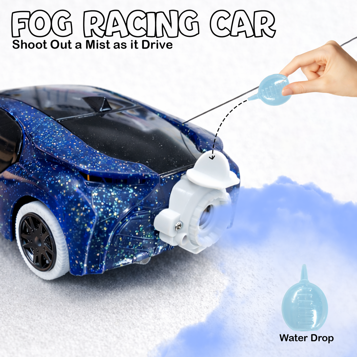 Remote Control 2 Way RC Car, Hgih Speed, Smoke Car, LED Light (Blue)