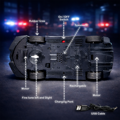 RC Police Car for Kids | Rechargeable Remote Control Car with Siren Lights