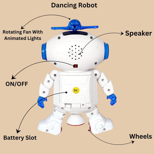 Dancing Robot Toy for Kids with 3D Lights and Music Robot Toy with Moving Hands Legs Head Spinning Action Battery Operated Fun Dance Toy for Boys Girls Indoor Play [White 99444-2]