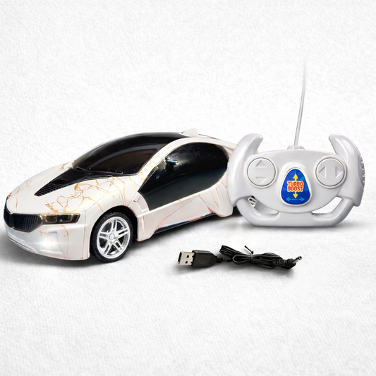 3D Remote Control Car for Kids | High-Speed Rechargeable RC Car In White