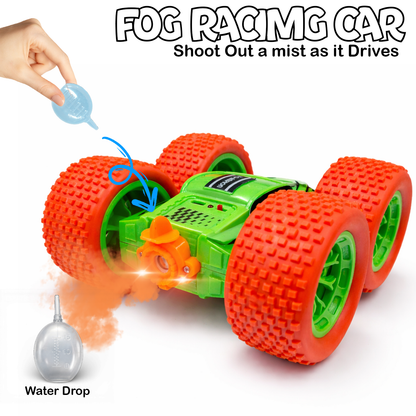 RC Thunder car Rechargeable, 360º Rotation car, Double-Sided Driving, Smoke Car, Remote Control (Green)