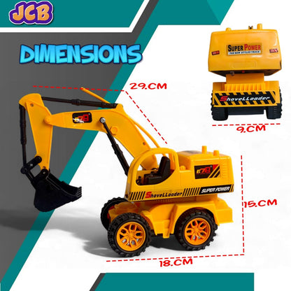 Remote-Controlled JCB Digger Toy for Kids with Movable Shovel, Lights & Realistic Design – Indoor/Outdoor Construction Vehicle Play Toy (Yellow, 8037)