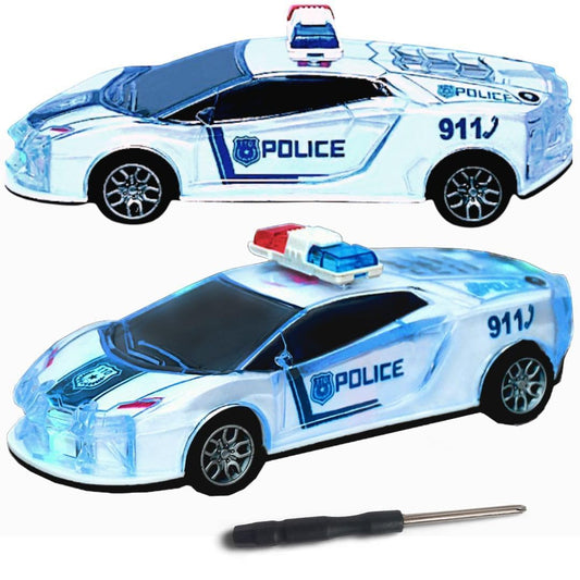 Friction Powered Police Car Toy for Kids with Pull Back Action Super Speed Cop Vehicle with RGB