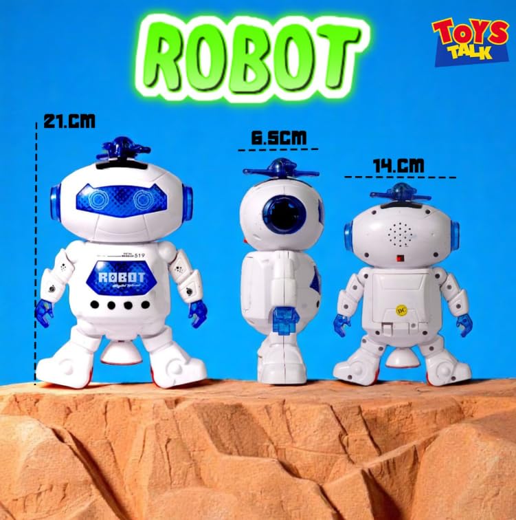 Dancing Robot Toy for Kids with 3D Lights and Music Robot Toy with Moving Hands Legs Head Spinning Action Battery Operated Fun Dance Toy for Boys Girls Indoor Play [White 99444-2]