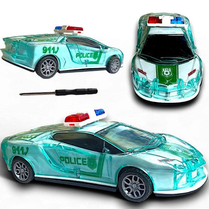 Friction Powered Police Car Toy for Kids with Pull Back Action Super Speed Cop Vehicle with RGB