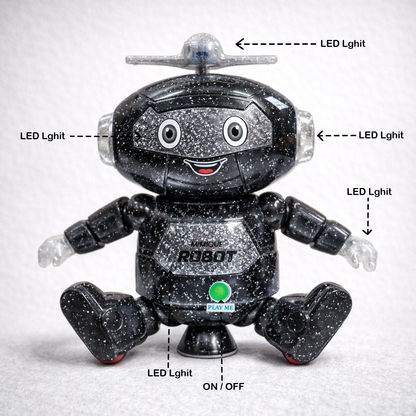 Mimique Dancing Robot Musical Toy With LED Lights & Spinning Propeller Rechargeable, 70+Different Music, Voice Recording 99444-2