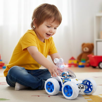 Police RC Stunt Car for Kids – 360° Rotation High-Speed Rechargeable Remote Control Car