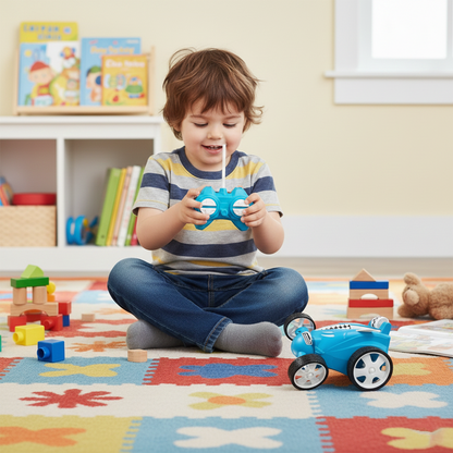 Small Stunt RC Car for Kids | Rechargeable High-Speed Remote Control Car with LED Lights – Blue