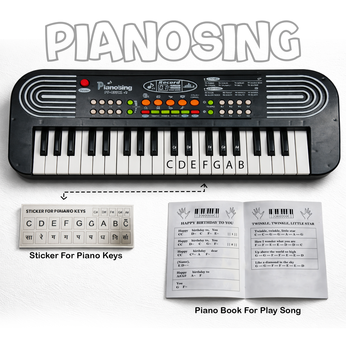 PS-430 Pianosing Keyboard With Mic, USB Power & Speaker Digital Portable Keyboard (37 Keys )