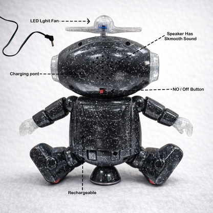 Mimique Dancing Robot Musical Toy With LED Lights & Spinning Propeller Rechargeable, 70+Different Music, Voice Recording 99444-2