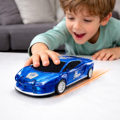 Dazzling Blue Translucent Glitter RC Sports Car for Kids | High-Speed Rechargeable Supercar