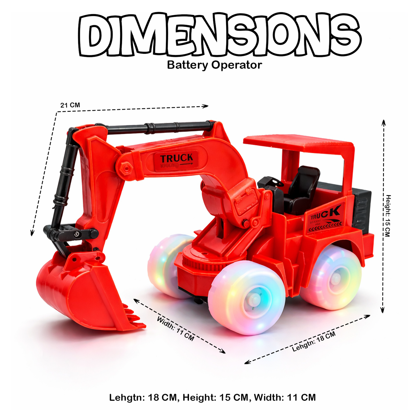 Kids Toy Excavator Truck | Red Construction Digger with Moving Arm – Fun Interactive Play Vehicle