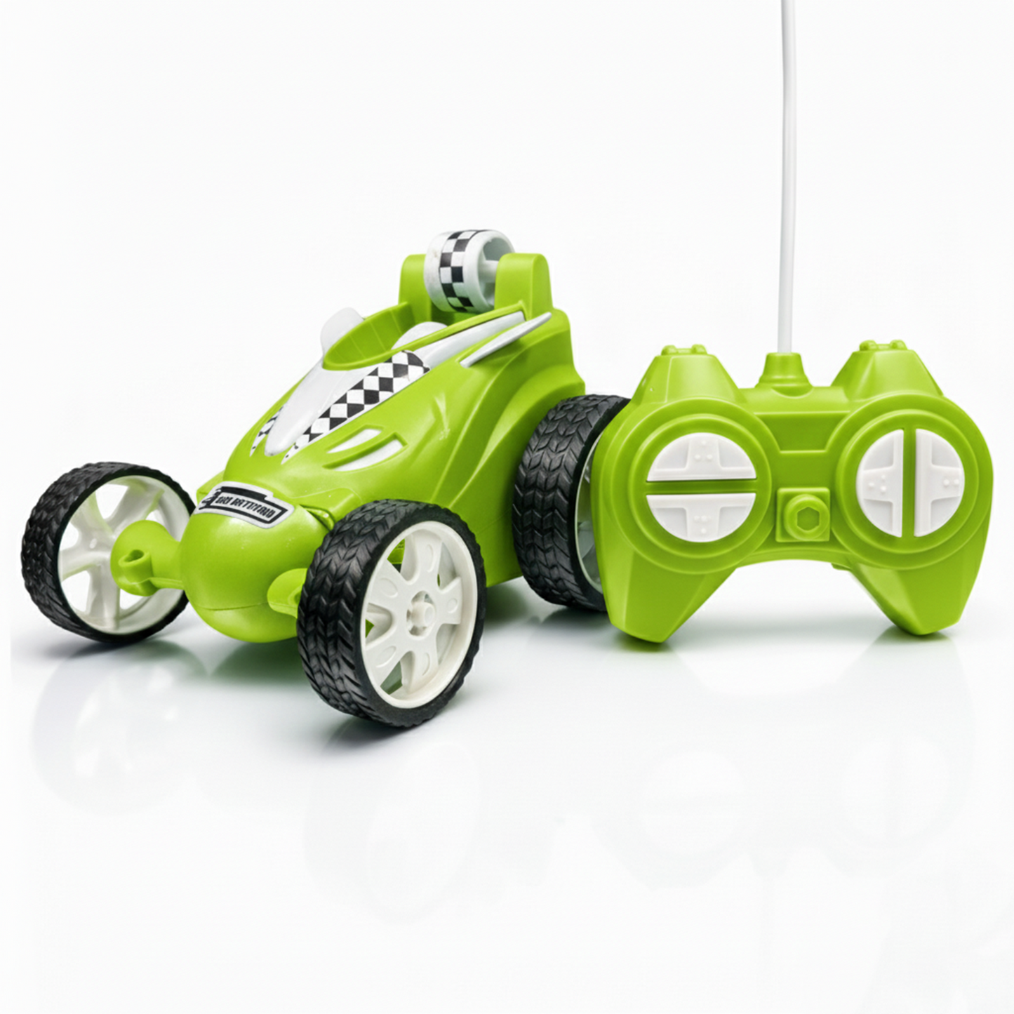 Small Stunt RC Car for Kids | Rechargeable High-Speed Remote Control Car with LED Lights – Green