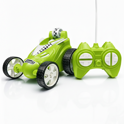 Small Stunt RC Car for Kids | Rechargeable High-Speed Remote Control Car with LED Lights – Green