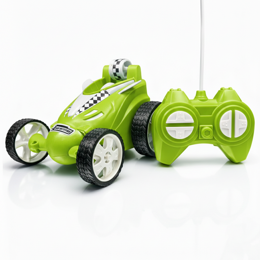 Small Stunt RC Car for Kids | Rechargeable High-Speed Remote Control Car with LED Lights – Green