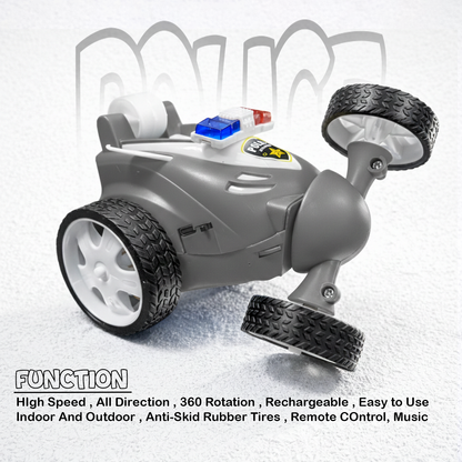RC Police Car for Kids | Rechargeable High-Speed Remote Control Car with LED Lights – Grey