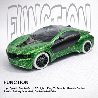 Remote Control 2 Way RC Car, Hgih Speed, Smoke Car, LED Light (Green)