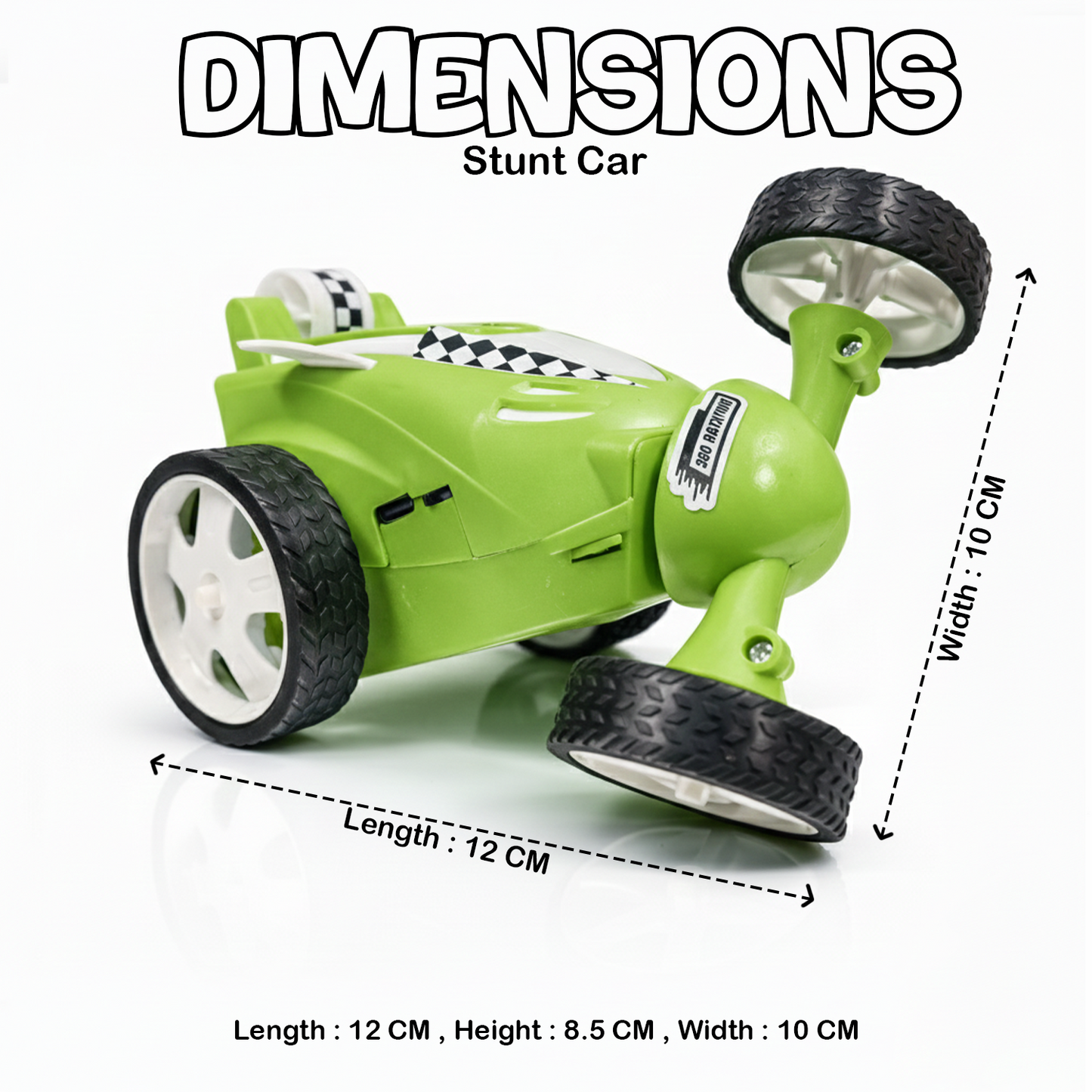 Small Stunt RC Car for Kids | Rechargeable High-Speed Remote Control Car with LED Lights – Green
