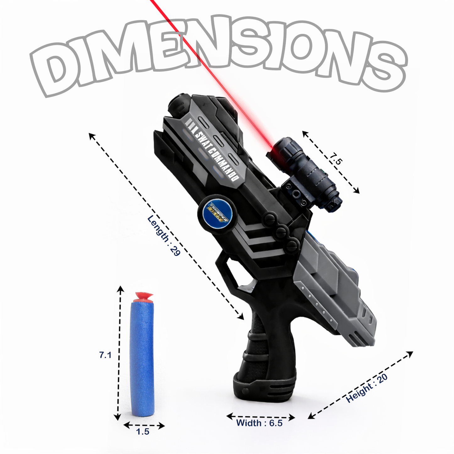 116M-Bullet Gun Toy - Safe Plastic Gun with 10 Bullets, Effective Range of 40 Feet, Ideal for Kids Above 3 Years, BIS Approve- (Black)