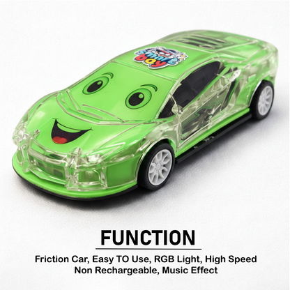 Smiley Push & Go Friction Toy Car for Kids | Durable Fun Play Car – Green