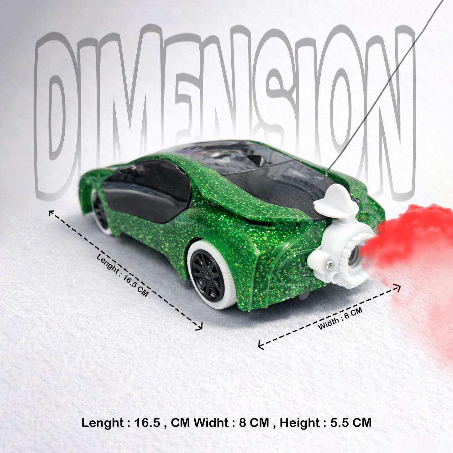 Remote Control 2 Way RC Car, Hgih Speed, Smoke Car, LED Light (Green)