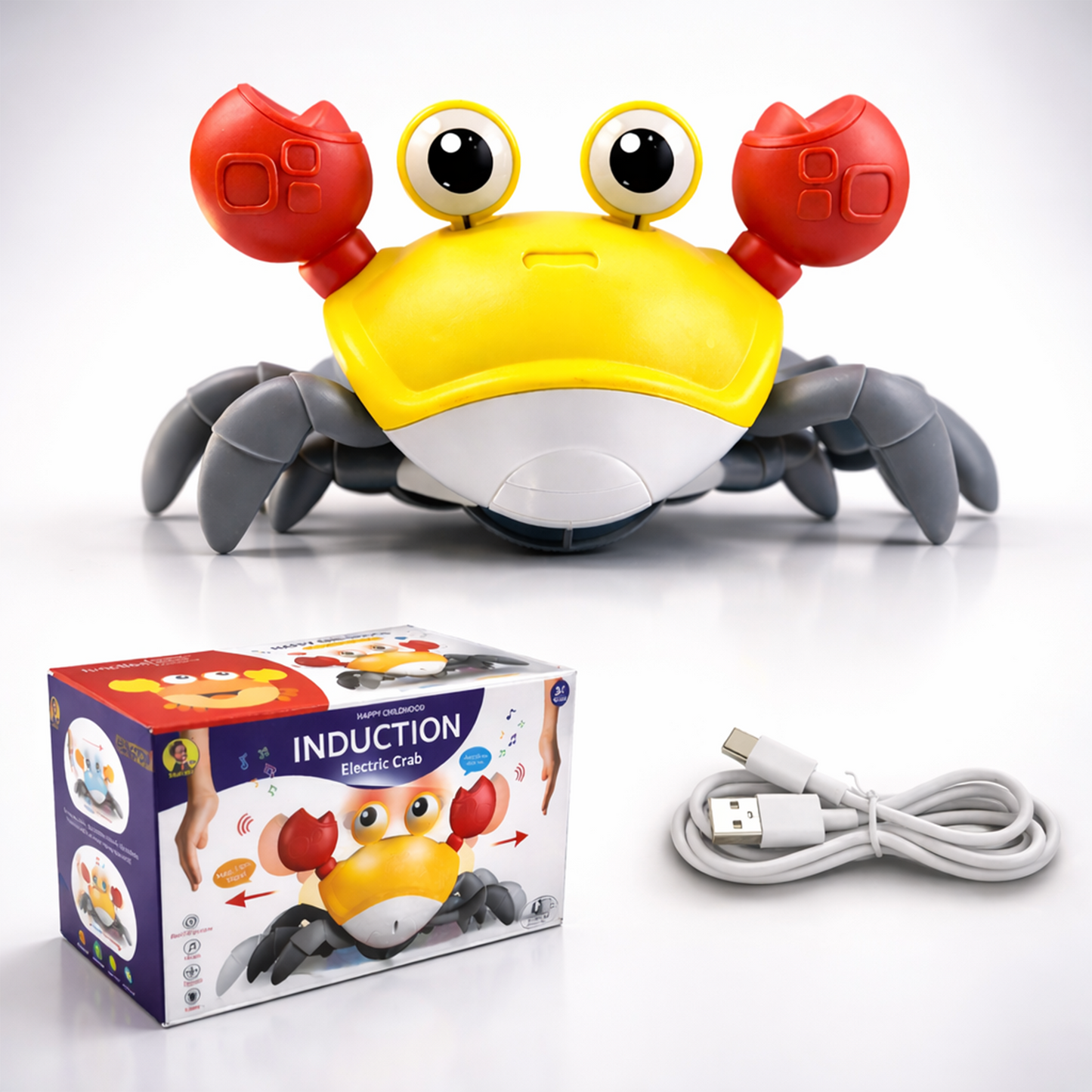 carb toyz Rechargeable Crawling Crab Baby Toys for 6 to 12 Months with Light & Sound | Sensory Interactive Moving Musical Tummy Time Activity for Babies & Toddlers | Birthday Gift for Kids Electric Toy