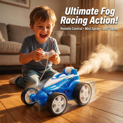 Remote Control Stunt Car with Smoke Effect USB Rechargeable Drift Toy (Blue)