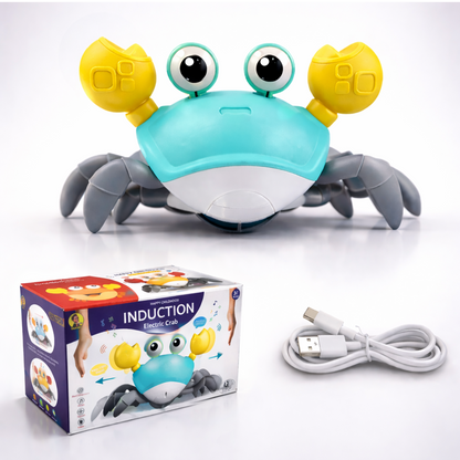 carb toyz Rechargeable Crawling Crab Baby Toys for 6 to 12 Months with Light & Sound | Sensory Interactive Moving Musical Tummy Time Activity for Babies & Toddlers | Birthday Gift for Kids Electric Toy (blue)